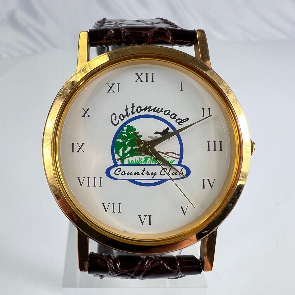 SMI Cottonwood Country Club Watch Gold Tone Bezel White Face NEW BATTERY